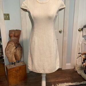 3.1 Phillip Lim Cotton White Cream Textured Quilted Dress with Silk Trim Size 0